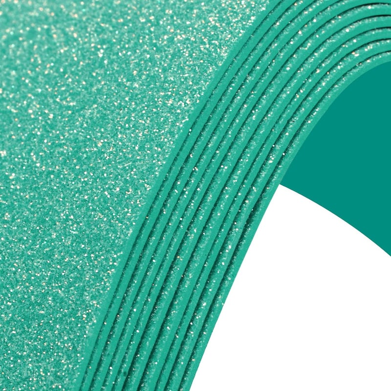 Nitelemn 10 Pack Glitter Foam Sheets Craft 8 x 12 inch, Sparkles Foam Paper for Art Crafts Projects, Classrooms Scrapbook Gift DIY Cutters Card Party Decoration (Teal) - Image 1